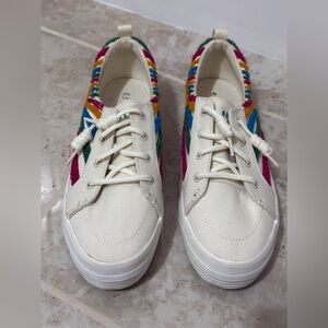 Sperry Womens SeaCycled Crest Vibe Platform Shoes Rainbow Pride (Size 8).